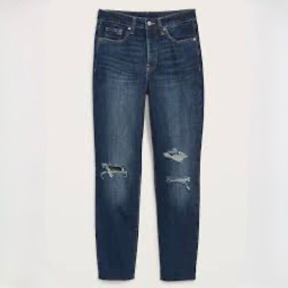 Old Navy Denim - Old Navy High-Waisted Button-Fly O.G. Straight Ripped Cut-Off Jeans size 12